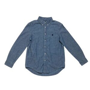 Ralph Lauren Boy’s Blue Chambray Button-Down Shirt Size M Long Sleeve Casual